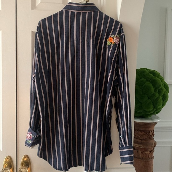 Robert Graham Luxury Casual Men's Shirt Stripe Embroidered XL - Picture 7 of 9